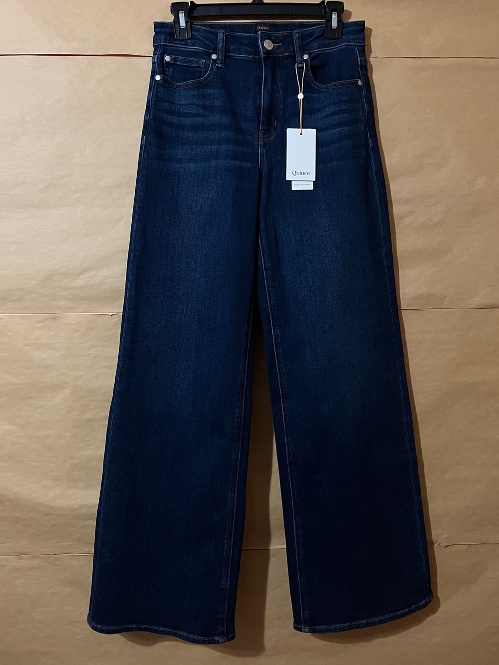Quince | NWT Bella Stretch Wide Leg Jeans Midnight Blue High Rise Size 28 Long